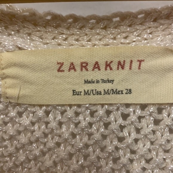 Zara Oatmeal Beige Shaker Knit Oversized V-neck 3/4 Sleeve Tunic Sweater Size M - Picture 2 of 8